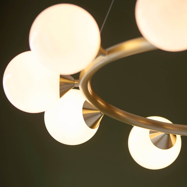 Molekułowa lampa wisząca L&-1106008 nad stół mosiądz biały