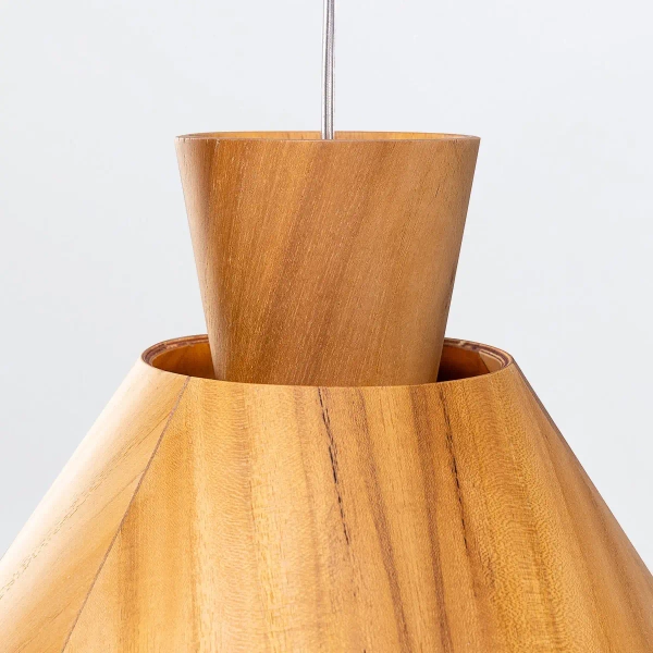 Lampa wisząca drewniana Conical QN-CONICAL-P-M-TEAK nad stół brązowy