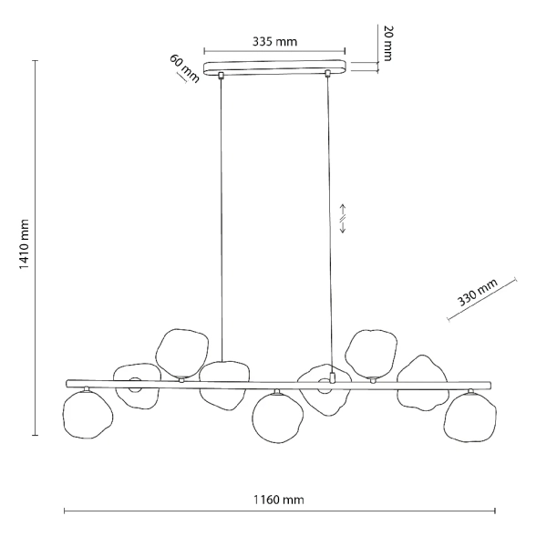 Molekularna wisząca lampa Lava Sabia 11110 szklane kule bursztynowy