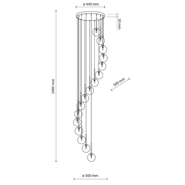 Kaskadowa lampa wisząca Aurora 10182 TK Lighting kule złota czarna