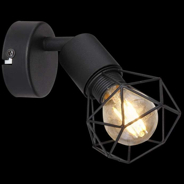 Druciana LAMPA ścienna XARA I 54802S-1 Globo metalowa OPRAWA industrialny kinkiet czarny
