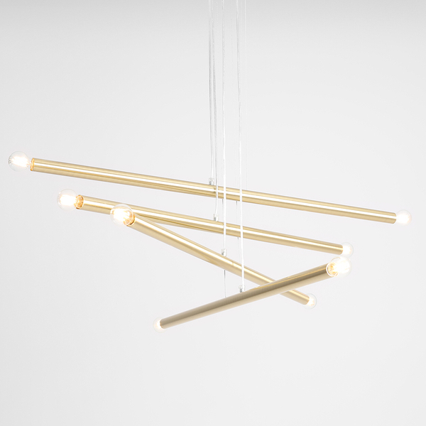 Lampa wisząca Tubo 1072P40 Aldex podłużne zwisy metalowe mosiądz