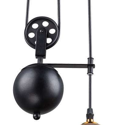 Industrialna LAMPA wisząca LENIUS 15053 Globo metalowa OPRAWA zwis na bloczkach loft czarny