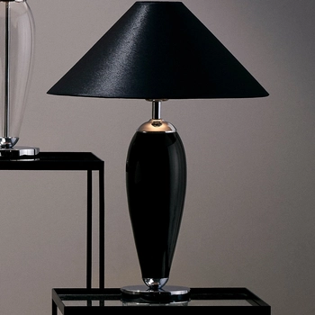 Szklana LAMPA stołowa REA 40602102 Kaspa abażurowa LAMPKA nocna czarna