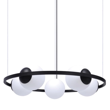 Wisząca lampa kuchenna ORBIT 5011 Zumaline kule ring biała czarna