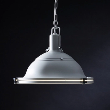 Wisząca LAMPA industrialna NAUTILIUS L 10266101 Kaspa metalowa OPRAWA na łańcuchu ZWIS okrągły biały