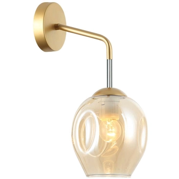 LAMPA ścienna BORGO WL-30843-1 GD+AMB Italux modernistyczna OPRAWA kinkiet szklany chemistry złoty bursztynowy