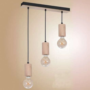 LAMPA skandynawska LINES MLP8826 Milagro wisząca OPRAWA drewniany ZWIS tuby na listwie drewno czarne