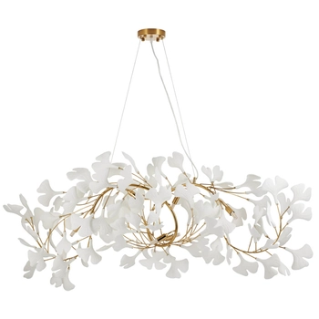 Dekoracyjna lampa wisząca Botanika XY080P-120 Step liście ceramika biały złoty