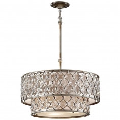 Wisząca LAMPA antyczna Lucia FE-LUCIA-P-E-2TR Elstead FEISS okrągła OPRAWA glamour ZWIS okrągły srebrny
