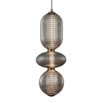 Szklana lampa industrialna Nico PND-8545-3-AB-SG mosiądz czarna