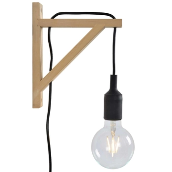 Kinkiet LAMPA ścienna FIX WALL 08208/01/30 Lucide metalowa OPRAWA na przewodzie czarna drewno