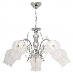 Żyrandol z kryształkami VEN W-K 1466/5 łańcuch chrom przezroczysty