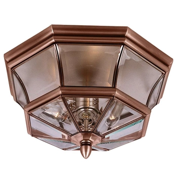 Sufitowa LAMPA zewnętrzna QZ-NEWBURY-F-AC Elstead QUOIZEL ogrodowa OPRAWA szklana rustykalna outdoor IP44 miedź przezroczysta