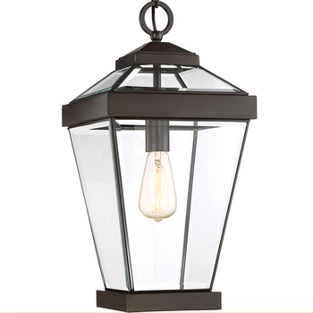 Ogrodowa LAMPA wisząca Ravine QZ-RAVINE8-L Elstead QUOIZEL zewnętrzna OPRAWA latarenka ZWIS na łańcuchu IP44 brąz przezroczysty