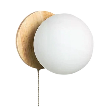 Drewniana lampa ścienna Milano ABR-KT-E27 Abruzzo włącznik kula złoty