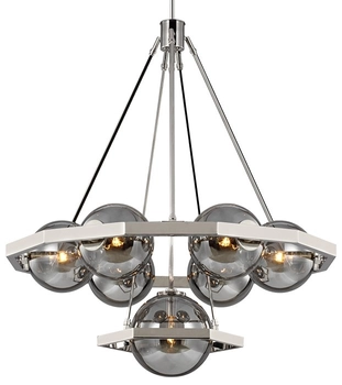 Wisząca lampa QN-HARPER7 geometryczna rama kule nikiel