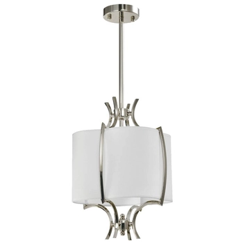 Abażurowa LAMPA wisząca FARO P01039NI Cosmolight stylowy zwis do salonu nikiel biały