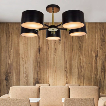 LAMPA sufitowa 3020/5 BL TR Elem metalowa OPRAWA abażurowa czarna złota