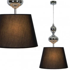 Lampa wisząca MEGAN T15027-1P abażurowa klasyczny zwis chrom czarna
