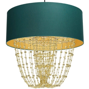 Abażurowa LAMPA wisząca ALMERIA MLP6452 Milagro okrągła OPRAWA crystal glamour ZWIS z kryształkami zielony złoty