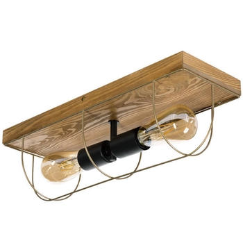 lampa sufitowa NETUNO 92013251 industrialna plafoniera drewno złota