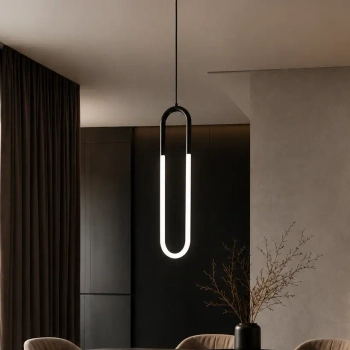 Czarna lampa wisząca U-SHAPE ST-1716-BK LED 12W 3000K pionowa