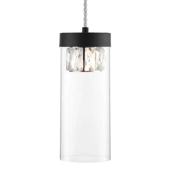 Wisząca lampa tubki GEM P0389-01D-P7AC szklana czarny przezroczysty