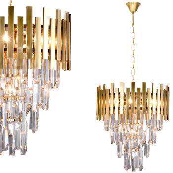 LAMPA wisząca ASPEN ML6000 Milagro glamour OPRAWA kryształowy ZWIS na łańcuchu złoty