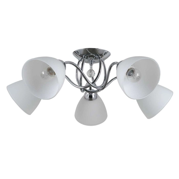 LAMPA sufitowa LUGANO PND-5643-5 Italux szklana OPRAWA plafon z kryształkiem crystal stożki chrom białe