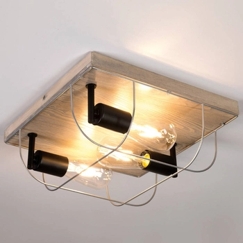 Sufitowa lampa NETUNO 92073357 industrialna retro drewno srebrna