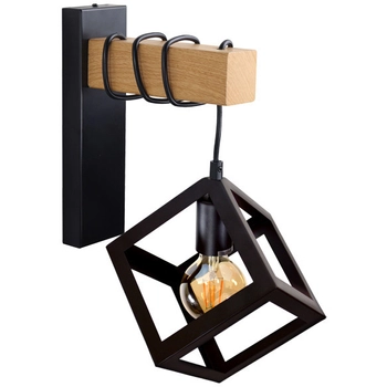 Skandynawska LAMPA ścienna SWEDEN WOOD metalowa OPRAWA loftowy kinkiet kostka czarna brązowa