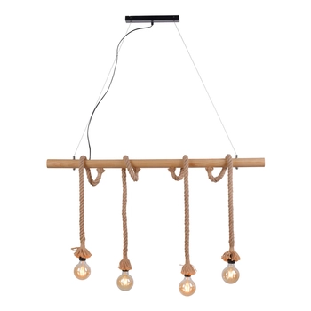 Rustykalna lampa wisząca Rope drewniana belka do jadalni