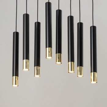 Metalowa lampa wisząca Sopel Grand 33398 czarna złota nad stolik