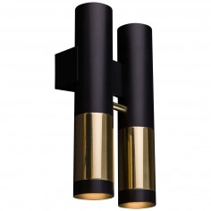 Kinkiet lampa ścienna KAVOS 0381 2-punktowa tuby przyścienne czarne złote
