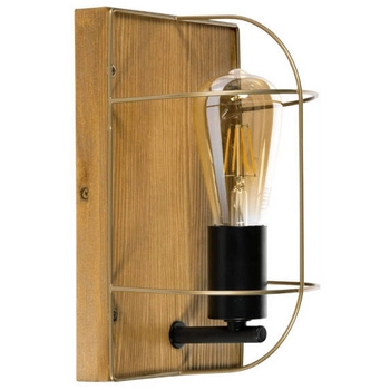 Industrialna lampa ścienna NETUNO 92011151 drewniana druciany drewno złoty