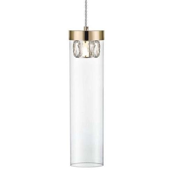 Lampa wisząca GEM P0389-01D-F7AC tuba szklany złota przezroczysta