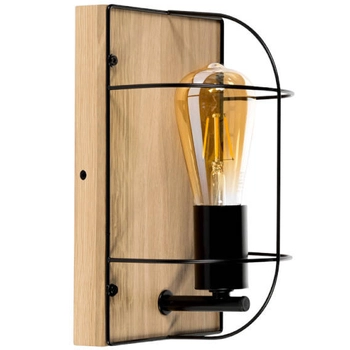 Kinkiet lampa ścienna NETUNO 92041174 druciana drewniana drewno czarna