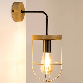 Lampa ścienna NETUNO 9201517104 drewniana druciany drewno złoty