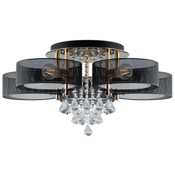 LAMPA sufitowa DRS8006/5 TR LED 300W NET Elem metalowa OPRAWA z pilotem crystal glamour złota czarna