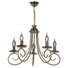 Żyrandol LAMPA wisząca VEN W-N 1541/5 PN świecznikowa OPRAWA metalowy ZWIS kandelabr na łańcuchu maria teresa patyna