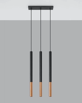 Wisząca LAMPA tuby SL.0889 metalowa OPRAWA okrągły ZWIS na listwie czarny miedź