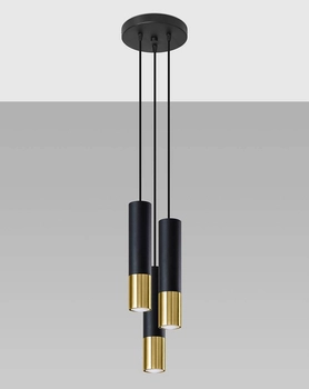Lampa wisząca Loopez SL.0955 Sollux metalowe tuby kaskada czarna złota