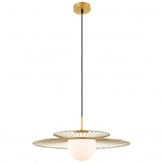 LAMPA wisząca SARAH MDM-4000/1 GD Italux druciana OPRAWA szklana kula ball ZWIS loft kapelusz złoty biały