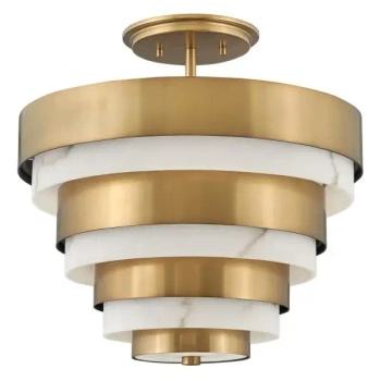Sufitowa lampa art. deco Echelon QN-ECHELON-SF ringi białe mosiądz