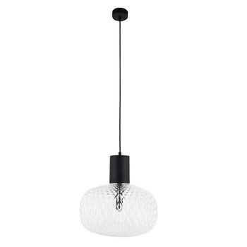 Owalna lampa wisząca Tanpo 5209 Shilo szklana metalowa czarna