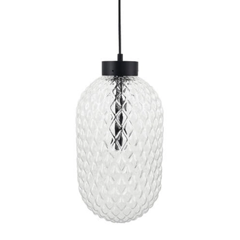 Wisząca lampa szklana Tanpo 5208 Shilo do salonu transparentna czarna