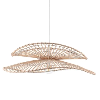 Lampa wisząca z kloszem SELVORA LE45374 kapelusz drewno biały