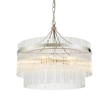 Wisząca lampa szklana na łańcuchu szklana chrom Marietta OUTLET