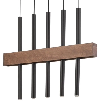 Jadalniana lampa wisząca Blake 5-płomienna drewniana czarna